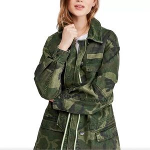 FREE PEOPLE Seize The Day Green Camo Jacket NWT